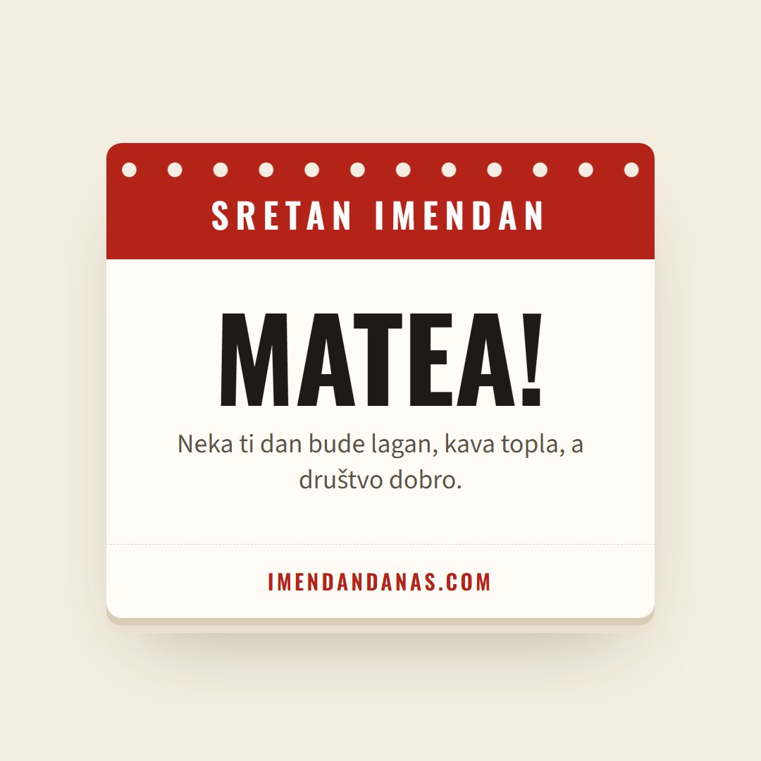 Čestitka: Sretan imendan, Matea!