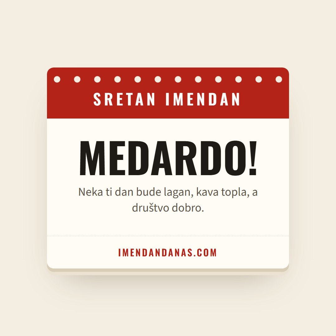 Čestitka: Sretan imendan, Medardo!