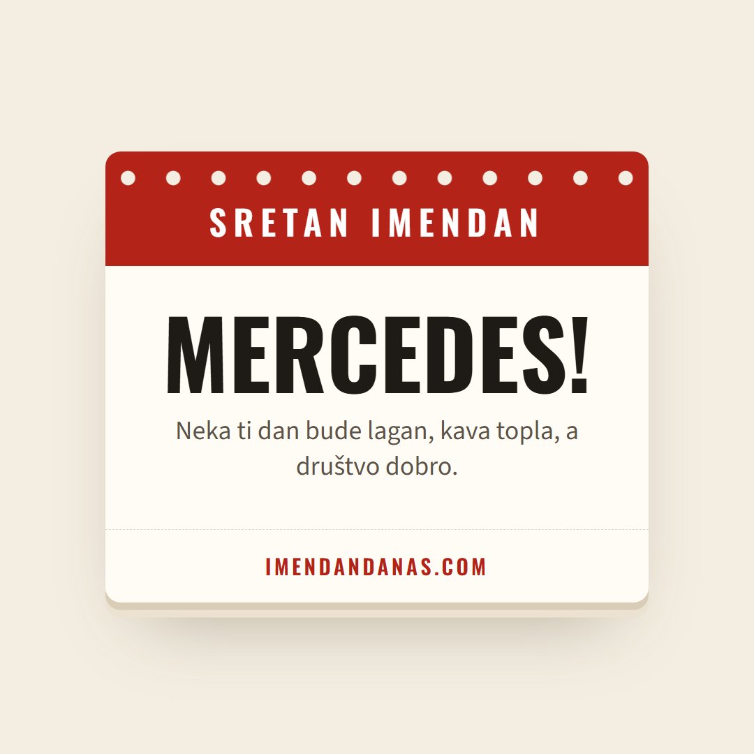 Čestitka: Sretan imendan, Mercedes!