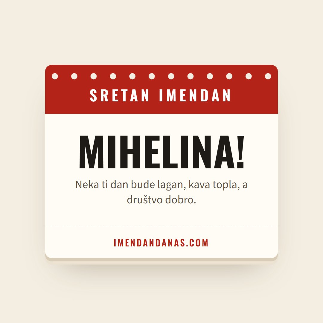 Čestitka: Sretan imendan, Mihelina!