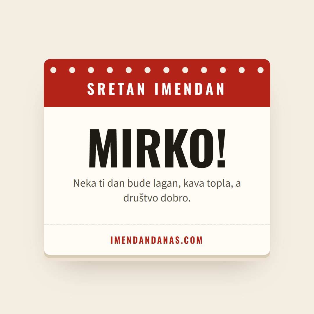 Čestitka: Sretan imendan, Mirko!