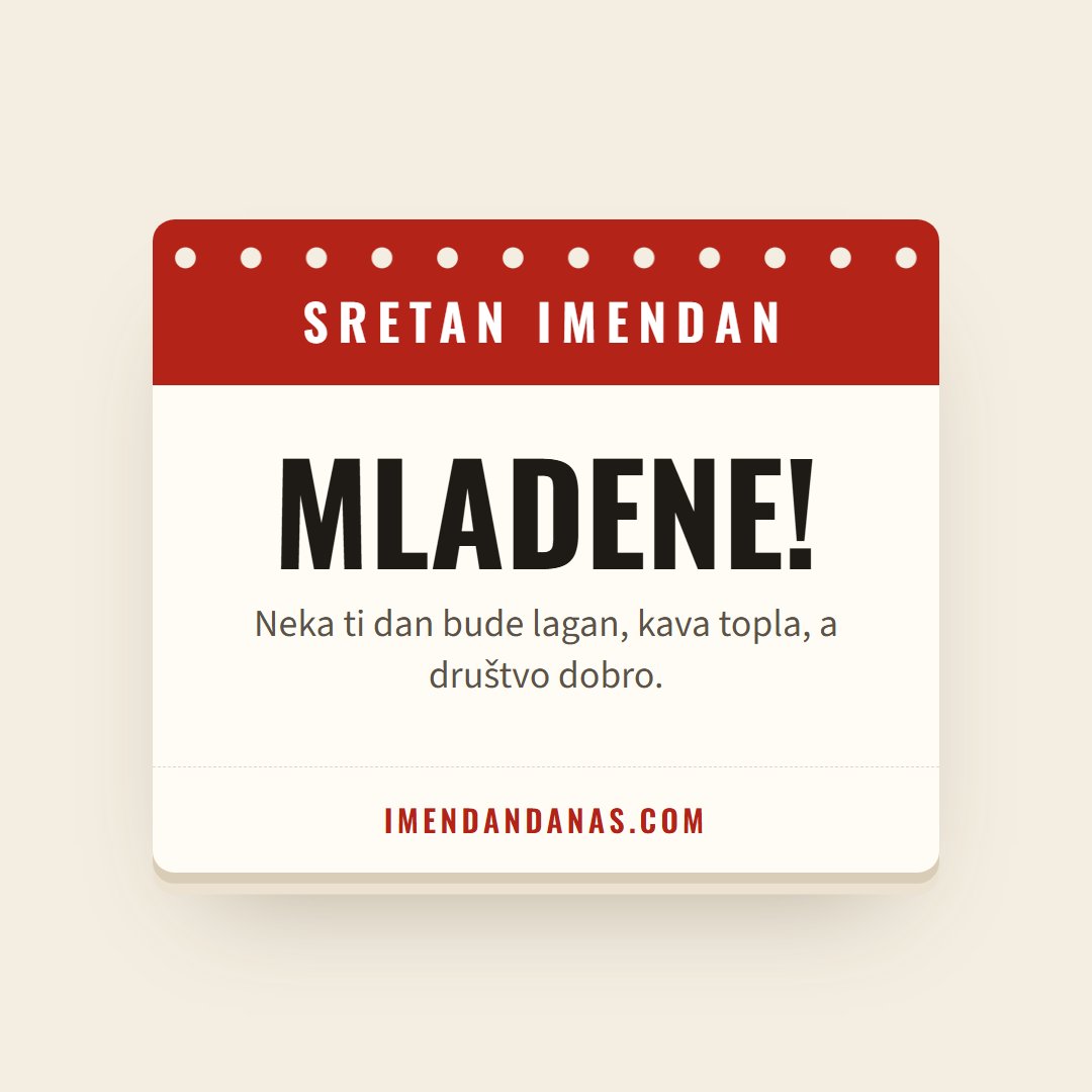 Čestitka: Sretan imendan, Mladene!