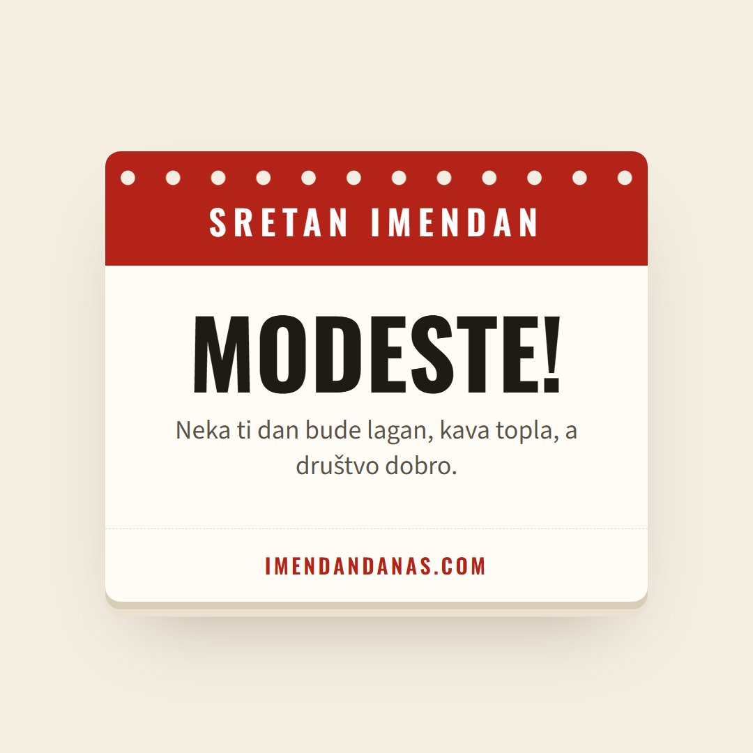 Čestitka: Sretan imendan, Modeste!