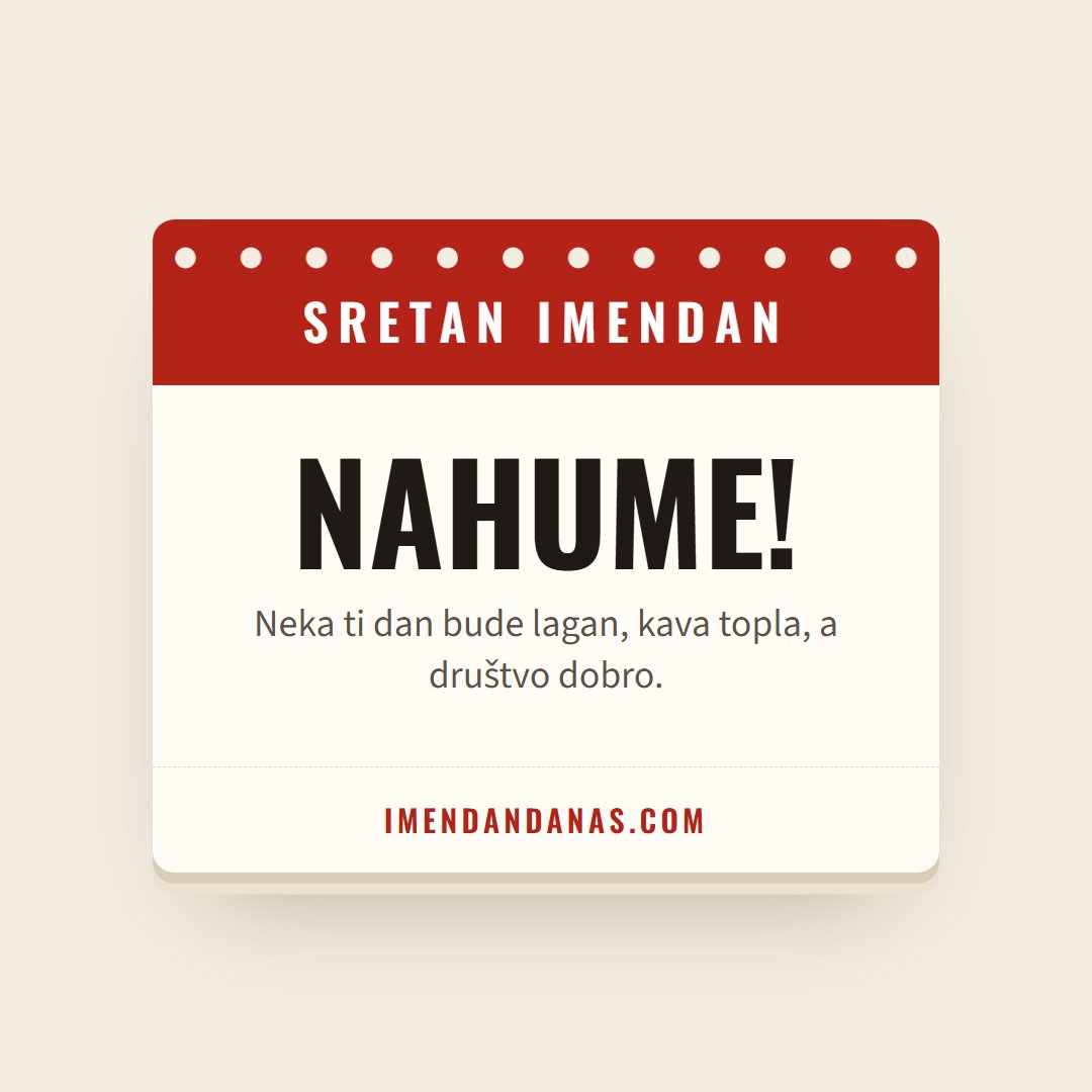 Čestitka: Sretan imendan, Nahume!