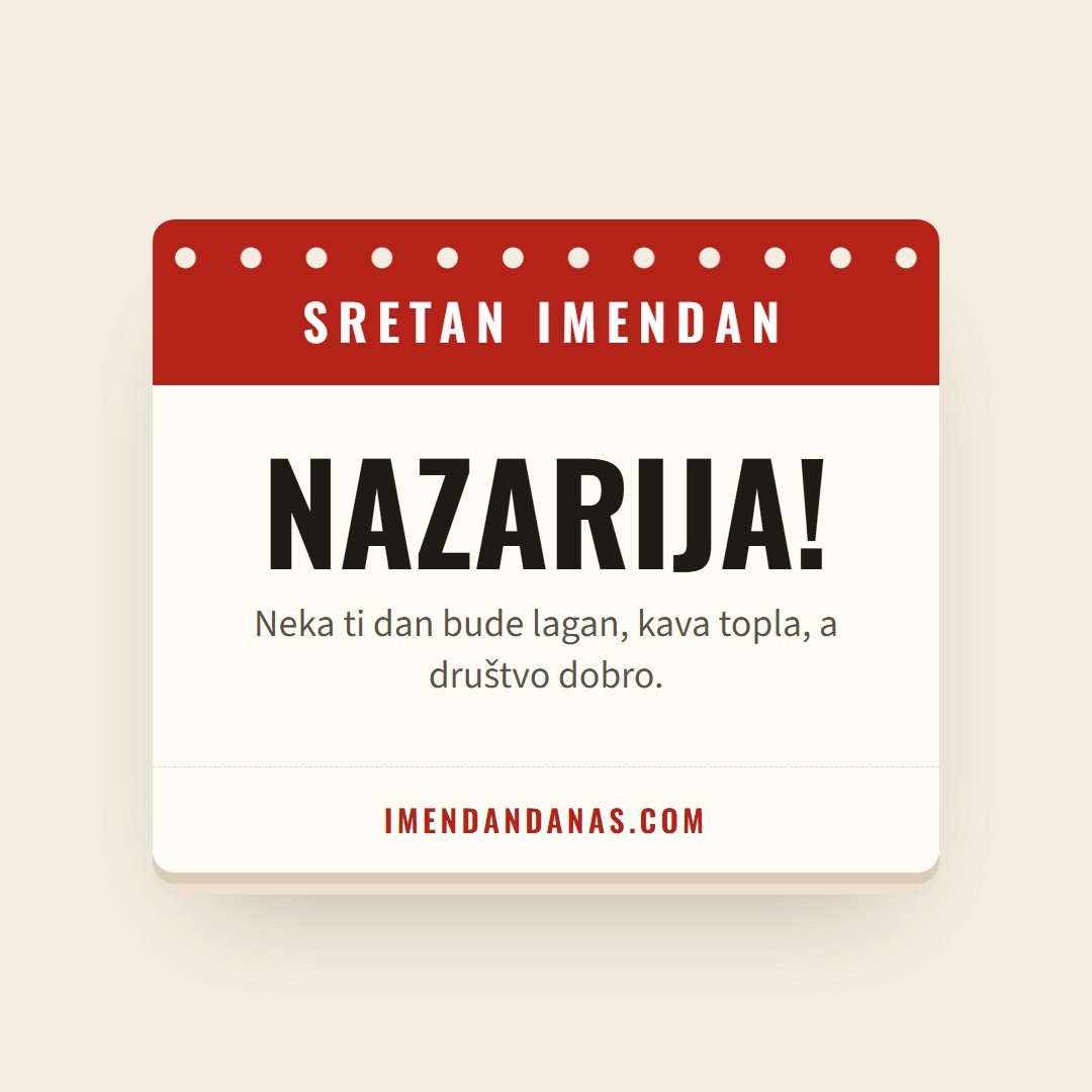 Čestitka: Sretan imendan, Nazarija!