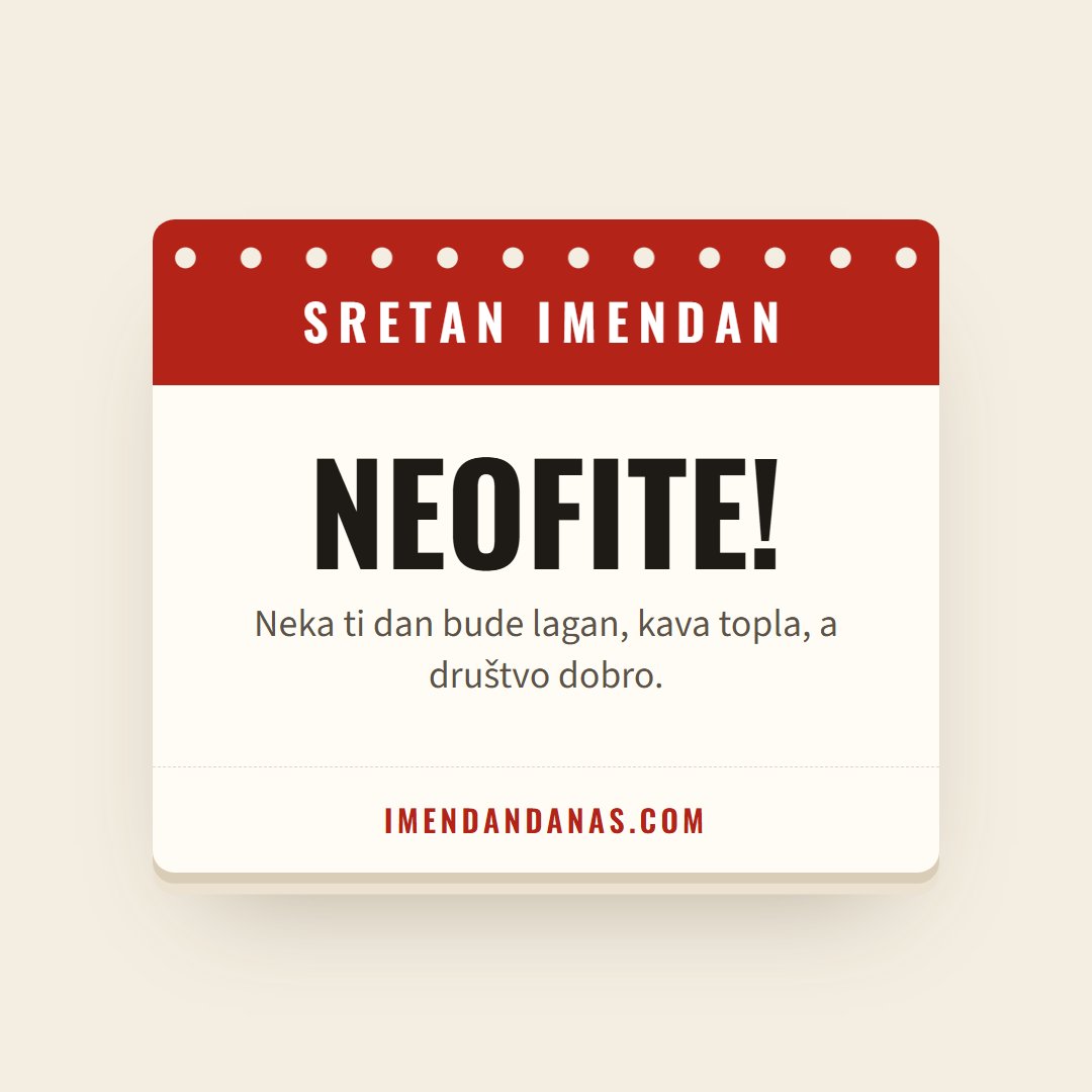 Čestitka: Sretan imendan, Neofite!