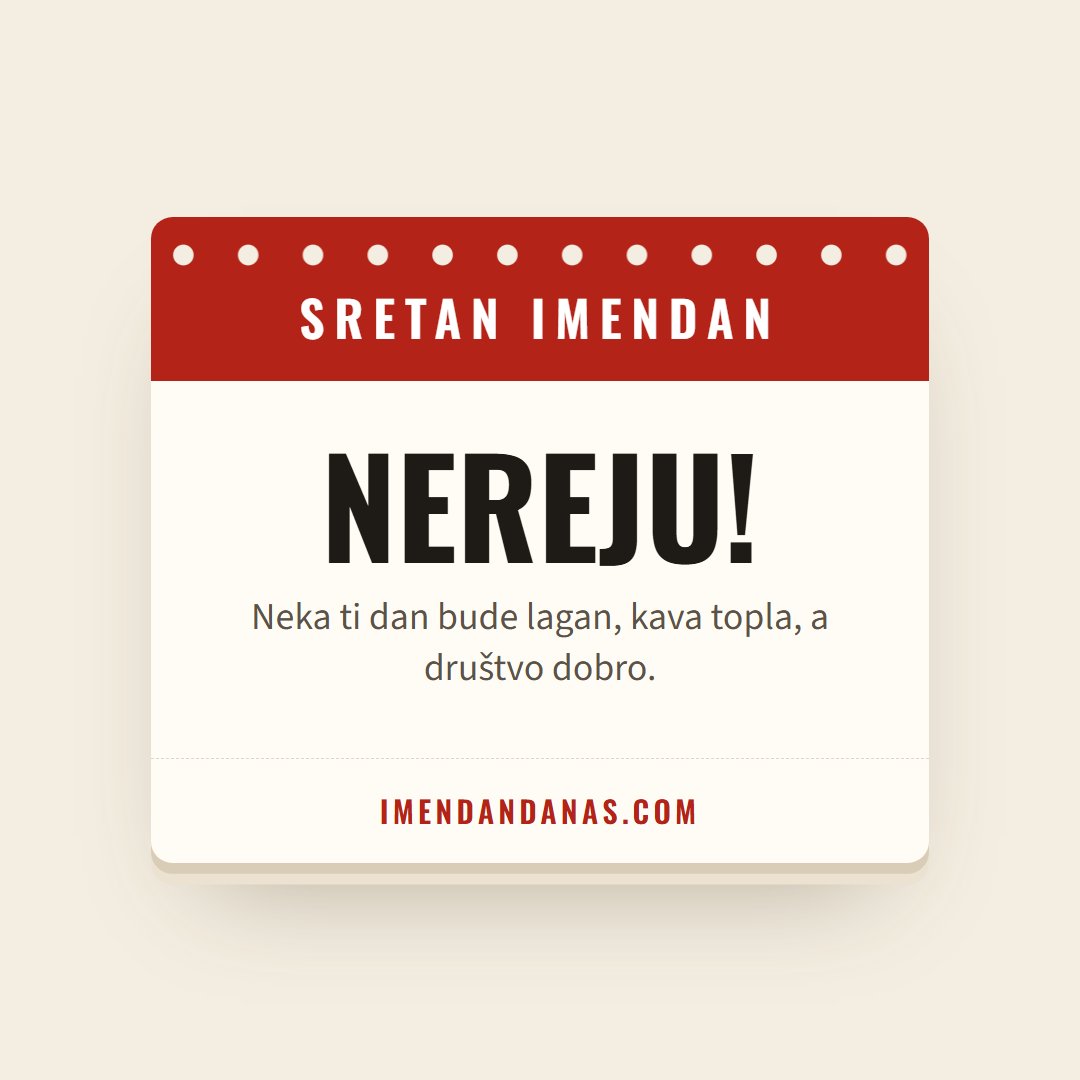Čestitka: Sretan imendan, Nereju!