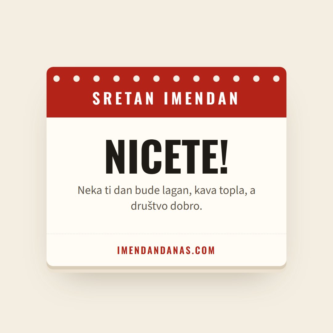 Čestitka: Sretan imendan, Nicete!