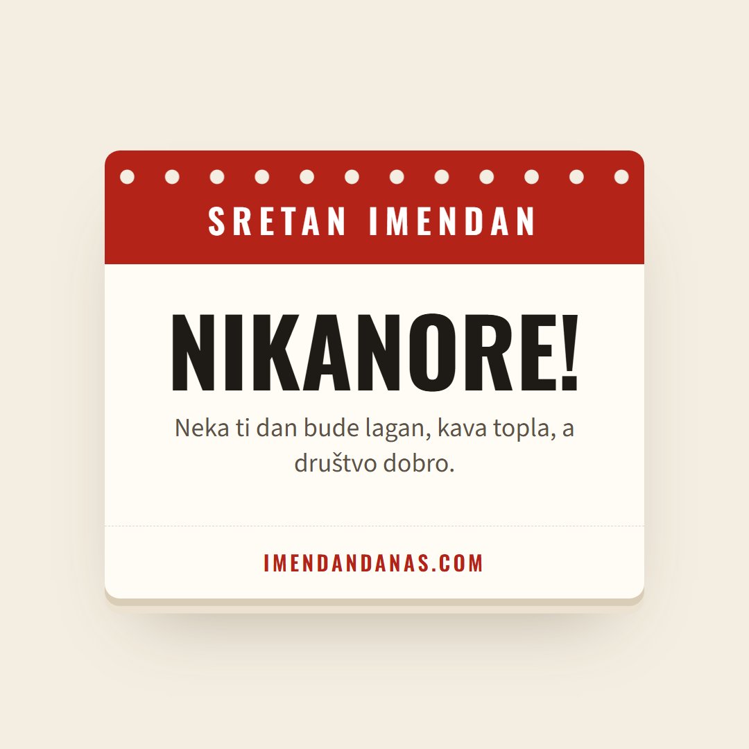 Čestitka: Sretan imendan, Nikanore!