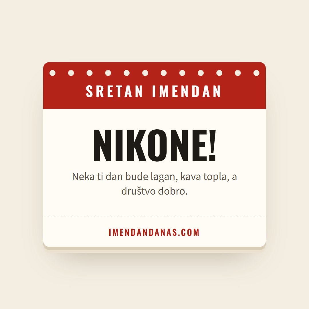 Čestitka: Sretan imendan, Nikone!