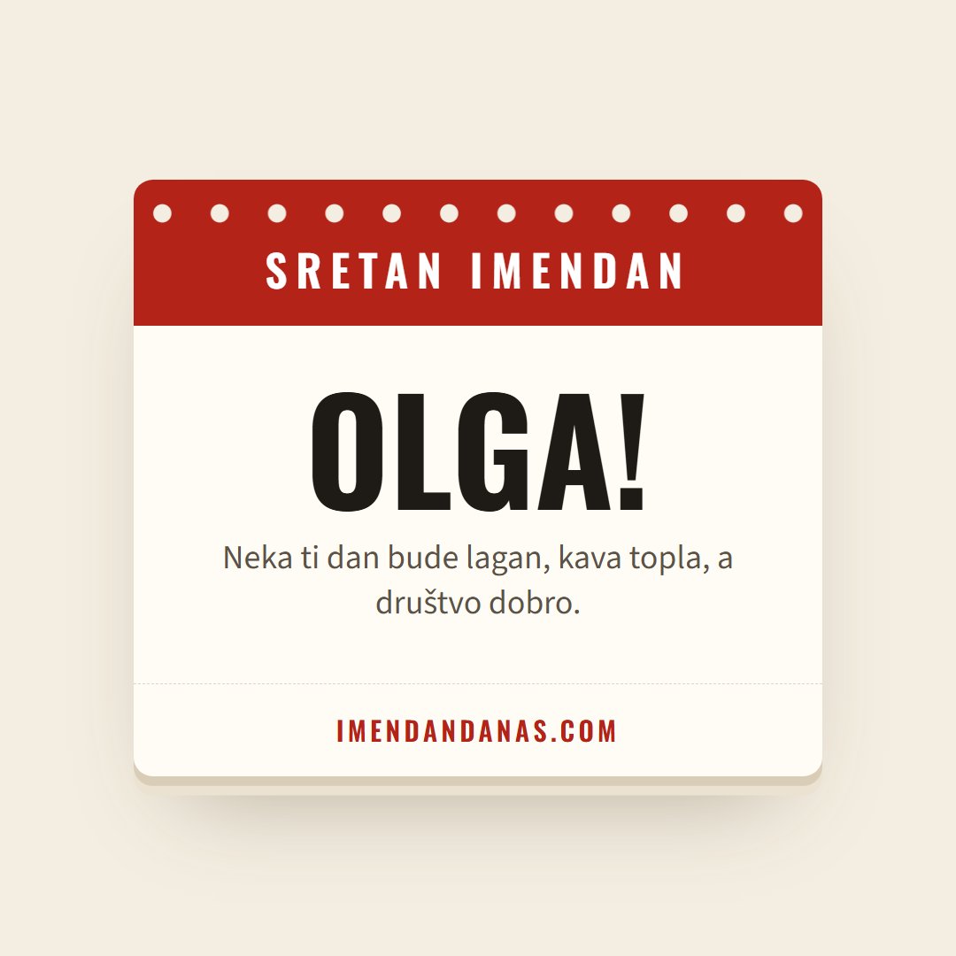 Čestitka: Sretan imendan, Olga!