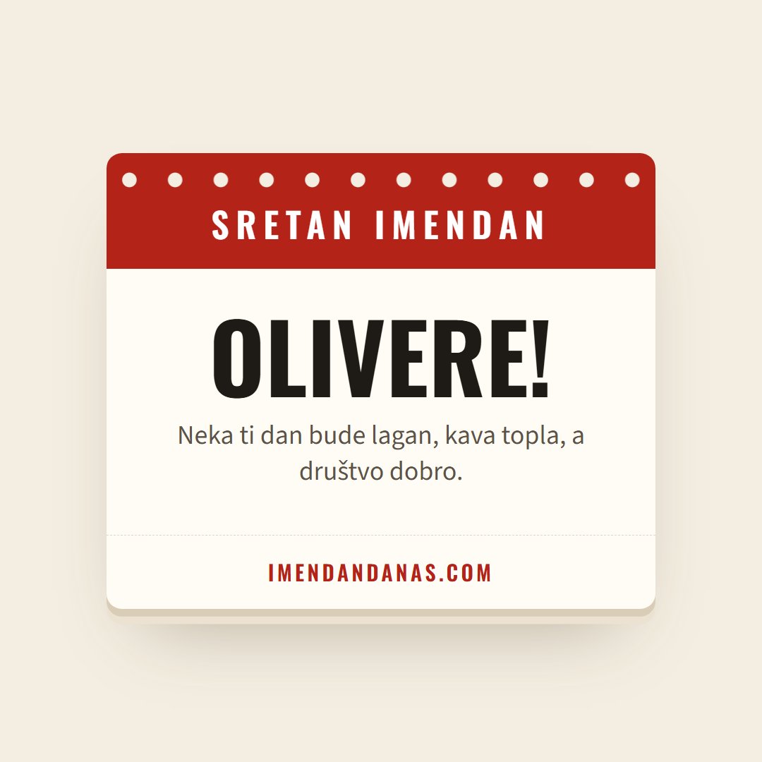 Čestitka: Sretan imendan, Olivere!