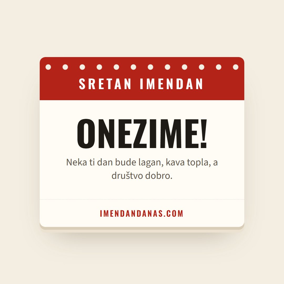 Čestitka: Sretan imendan, Onezime!