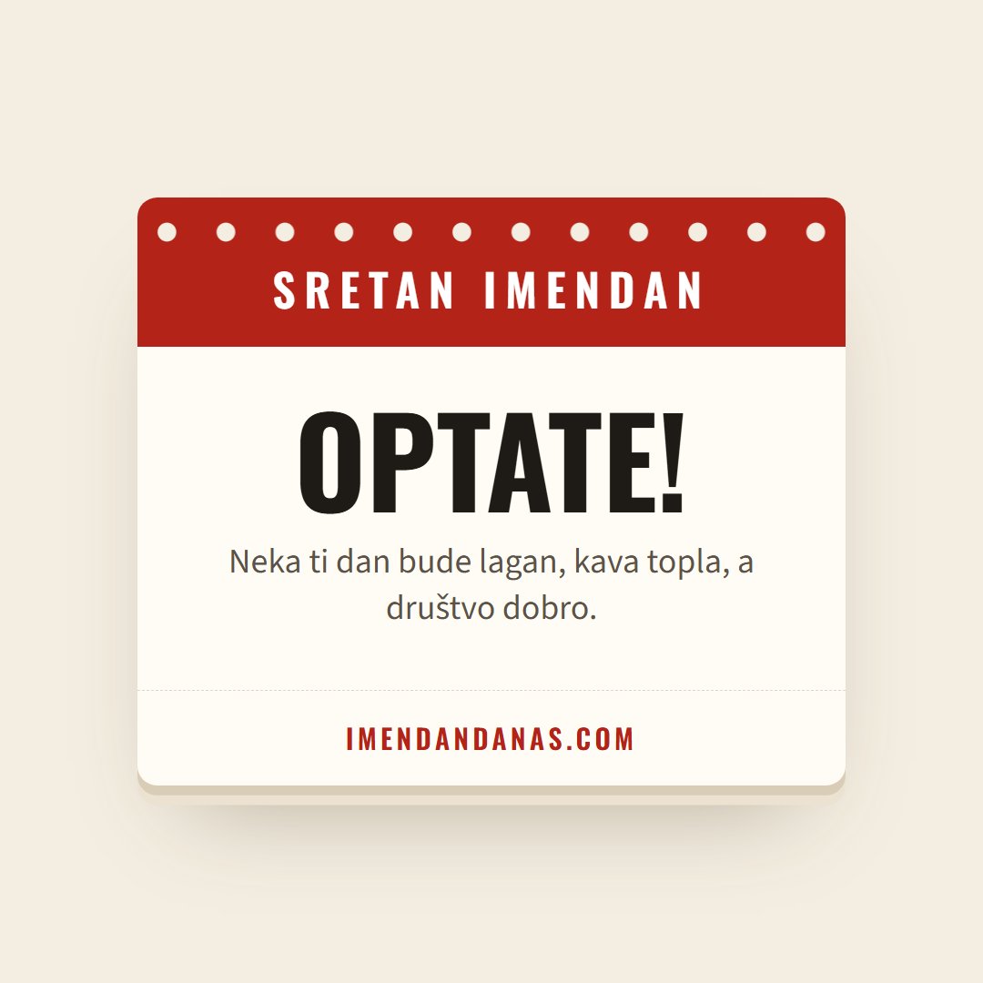 Čestitka: Sretan imendan, Optate!