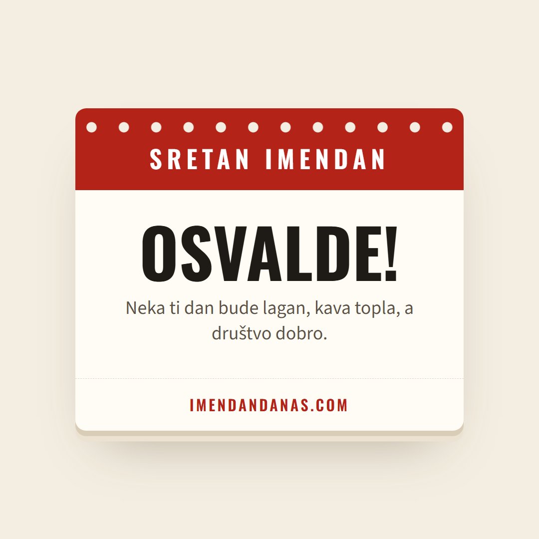 Čestitka: Sretan imendan, Osvalde!