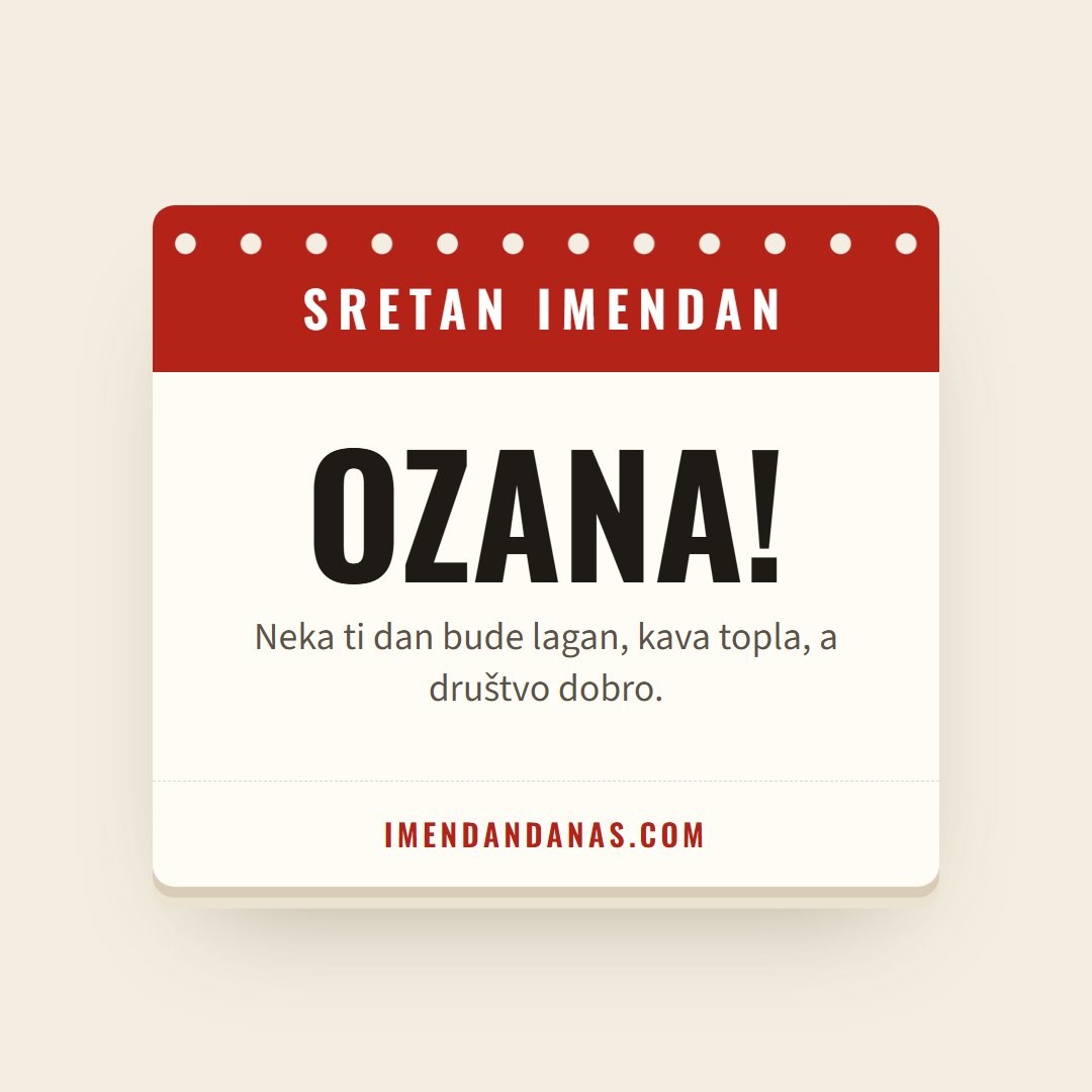 Čestitka: Sretan imendan, Ozana!