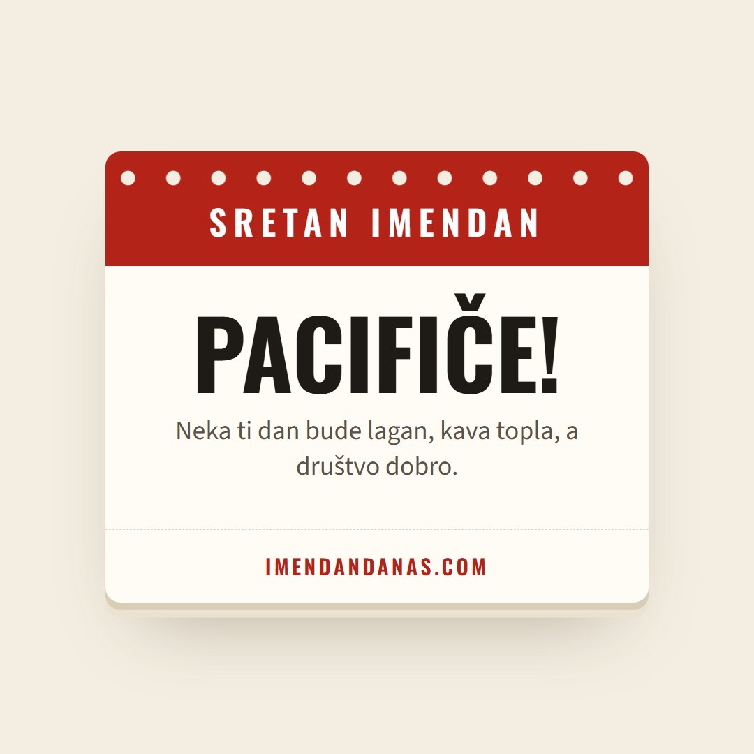Čestitka: Sretan imendan, Pacifiče!