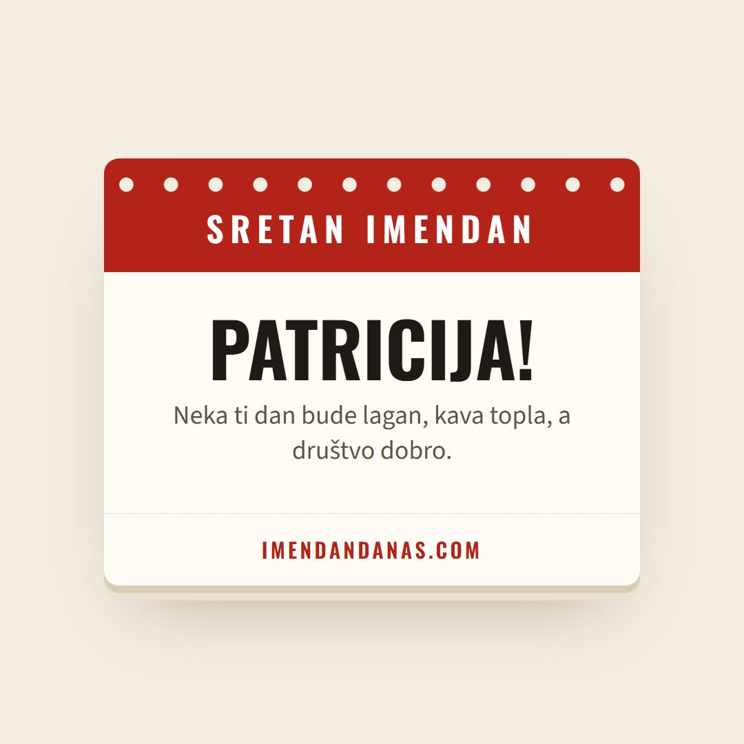 Čestitka: Sretan imendan, Patricija!