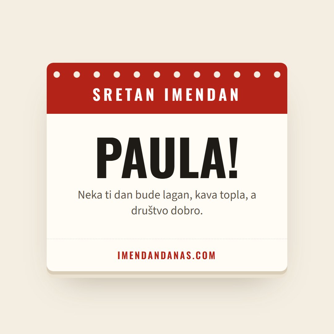 Čestitka: Sretan imendan, Paula!