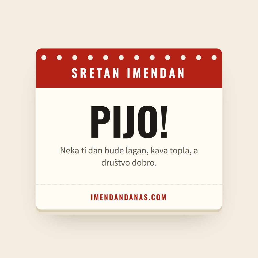 Čestitka: Sretan imendan, Pijo!