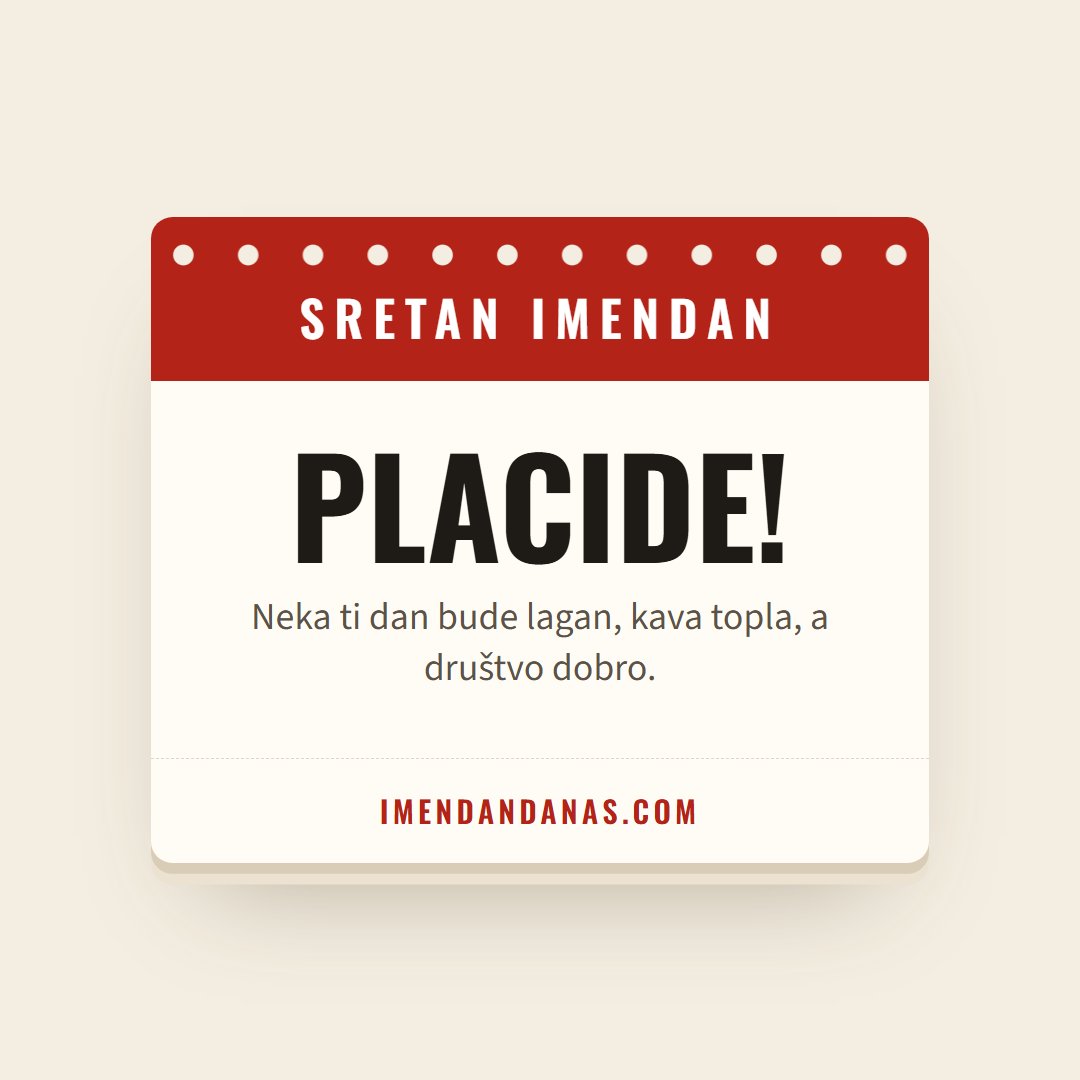 Čestitka: Sretan imendan, Placide!