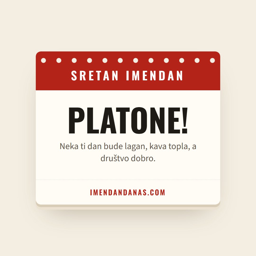 Čestitka: Sretan imendan, Platone!