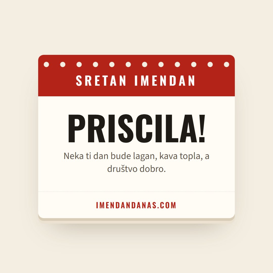 Čestitka: Sretan imendan, Priscila!