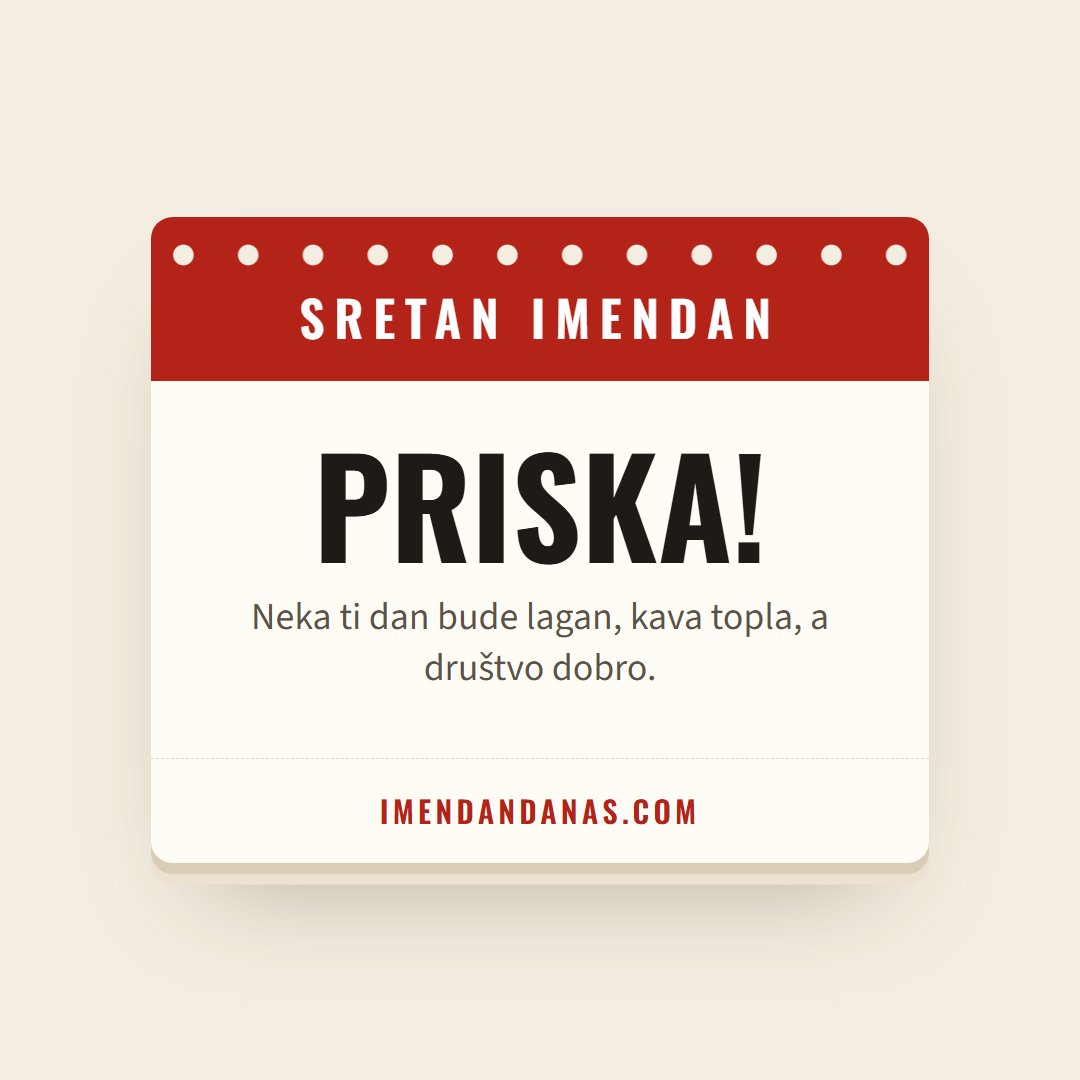 Čestitka: Sretan imendan, Priska!
