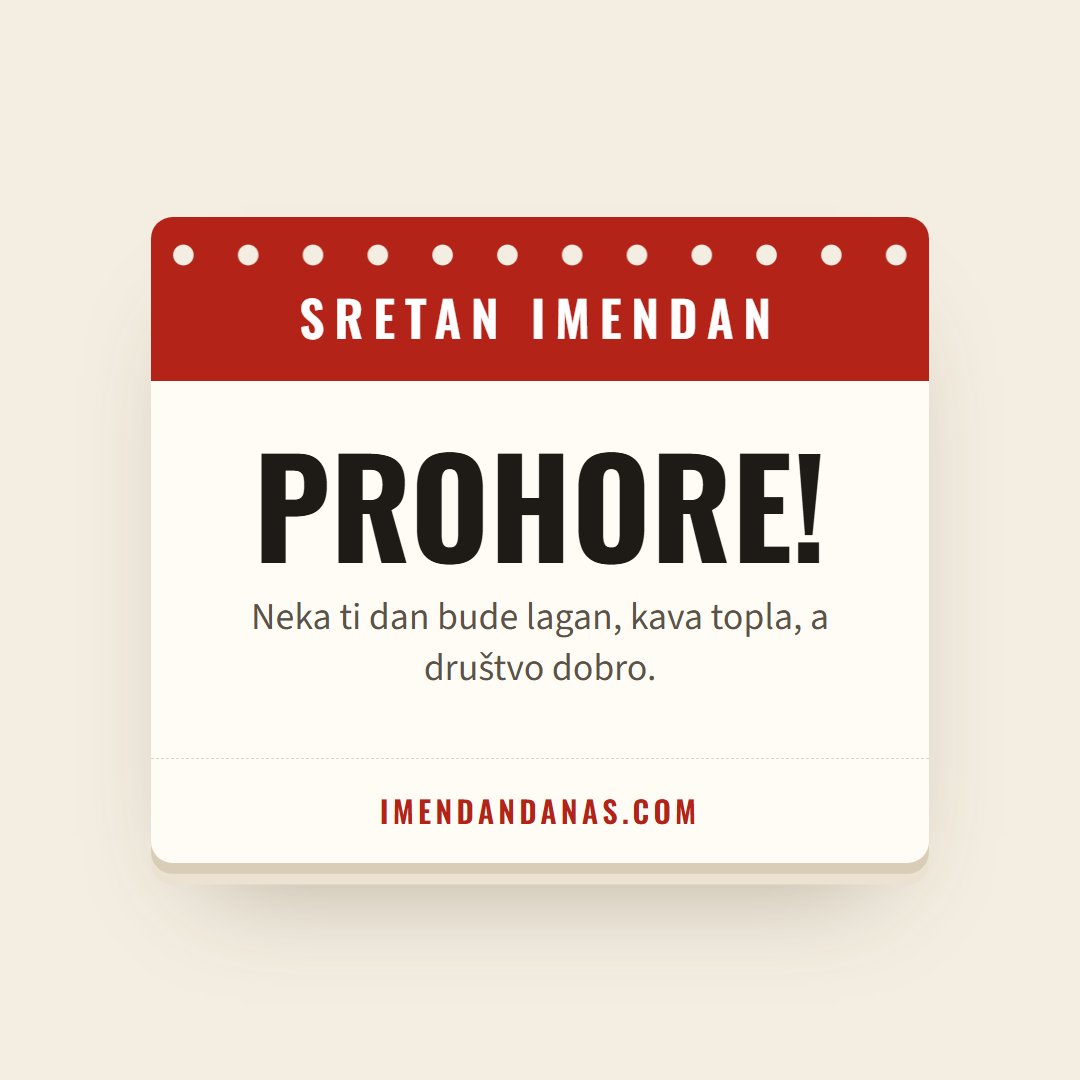 Čestitka: Sretan imendan, Prohore!