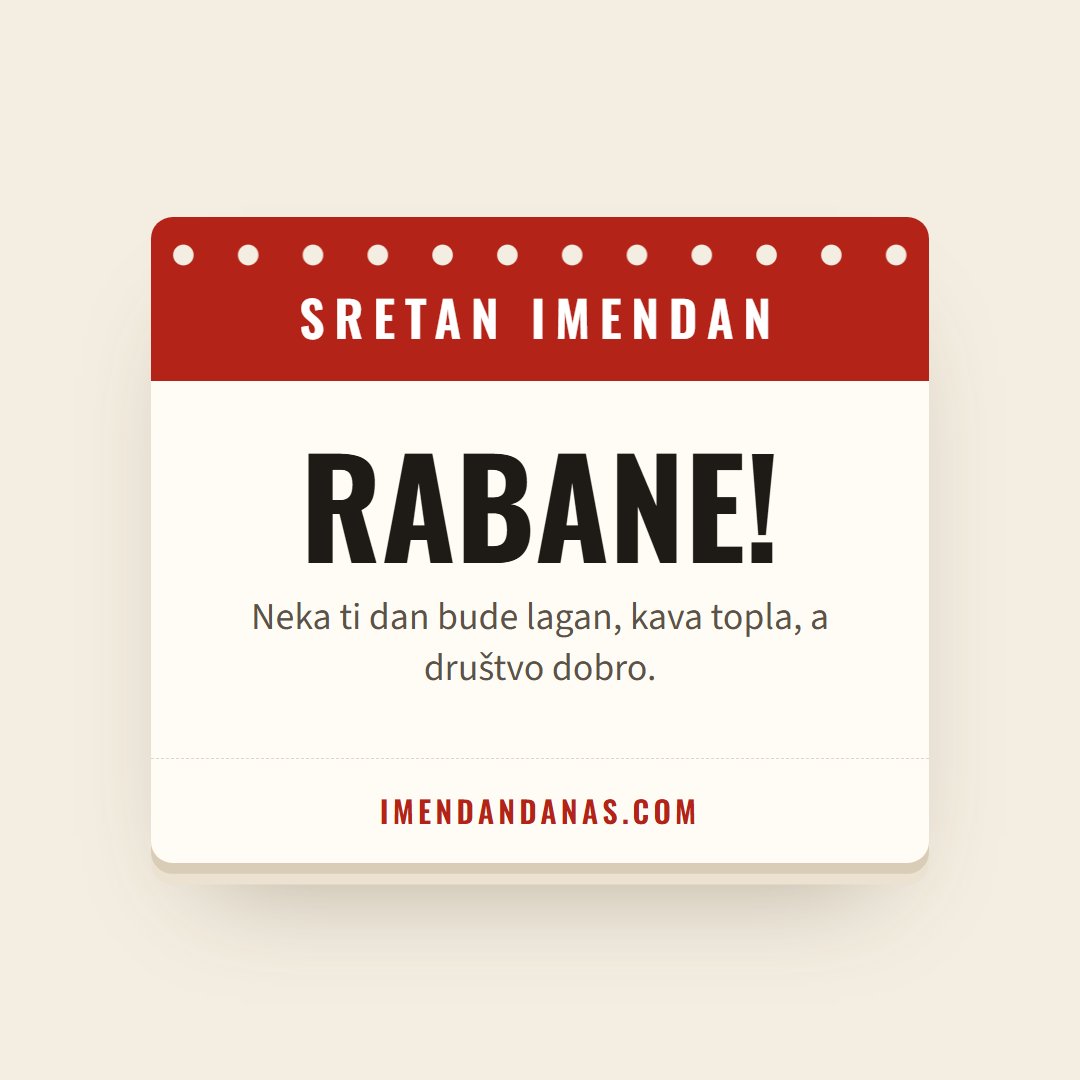 Čestitka: Sretan imendan, Rabane!