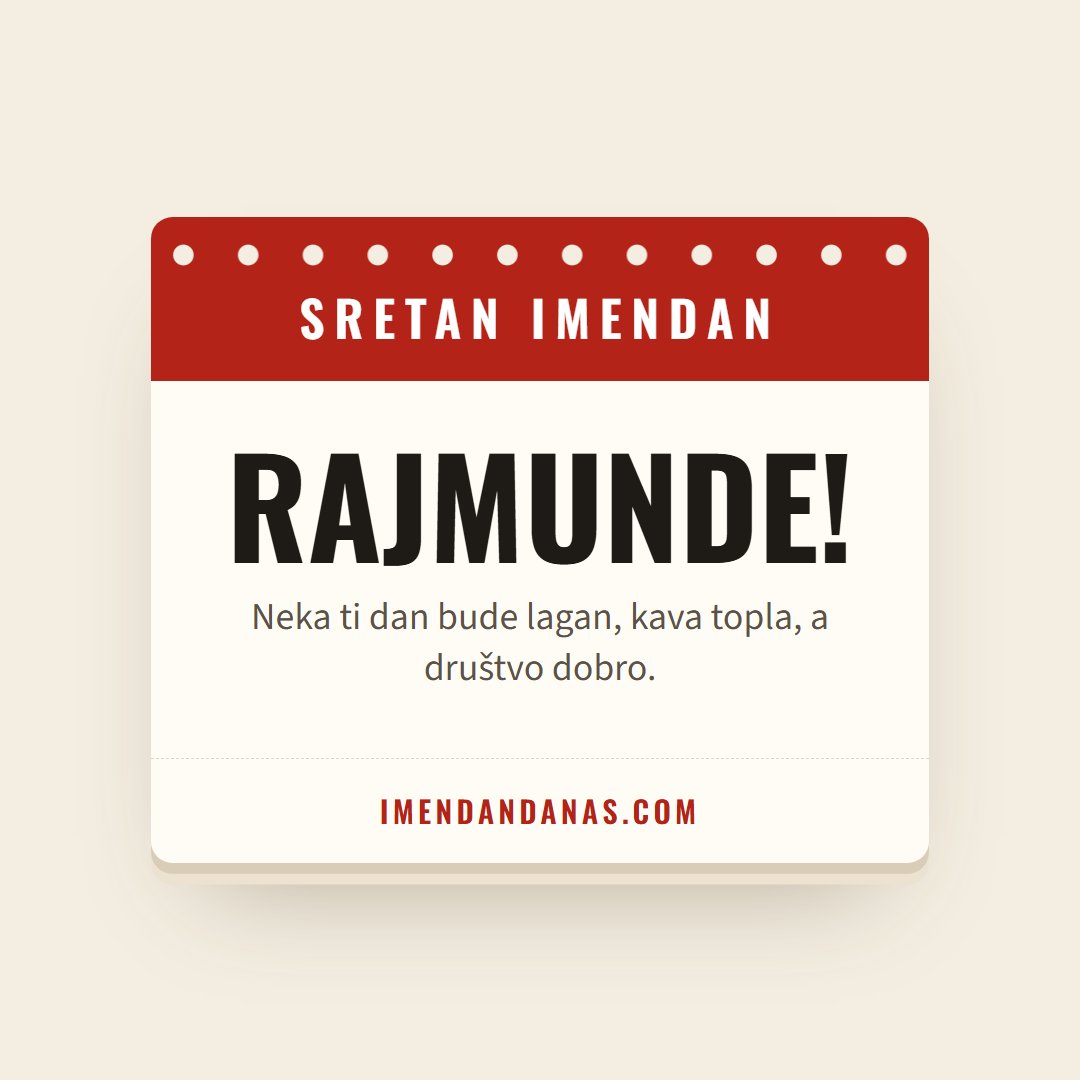 Čestitka: Sretan imendan, Rajmunde!