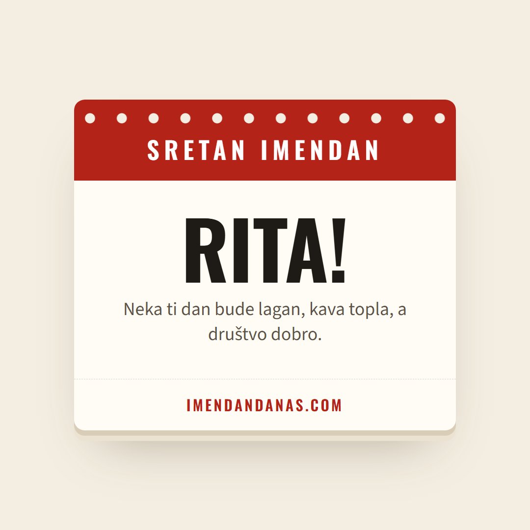 Čestitka: Sretan imendan, Rita!