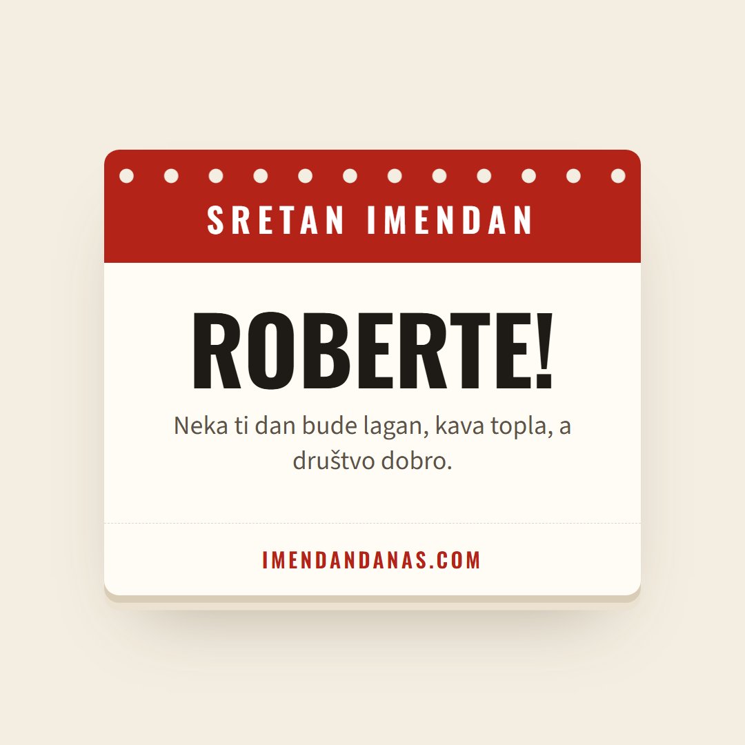 Čestitka: Sretan imendan, Roberte!