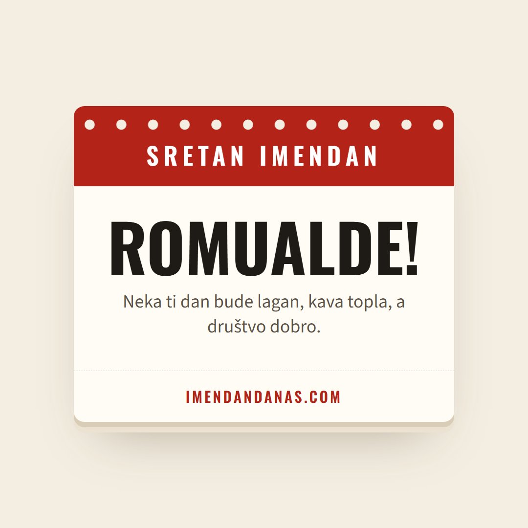 Čestitka: Sretan imendan, Romualde!