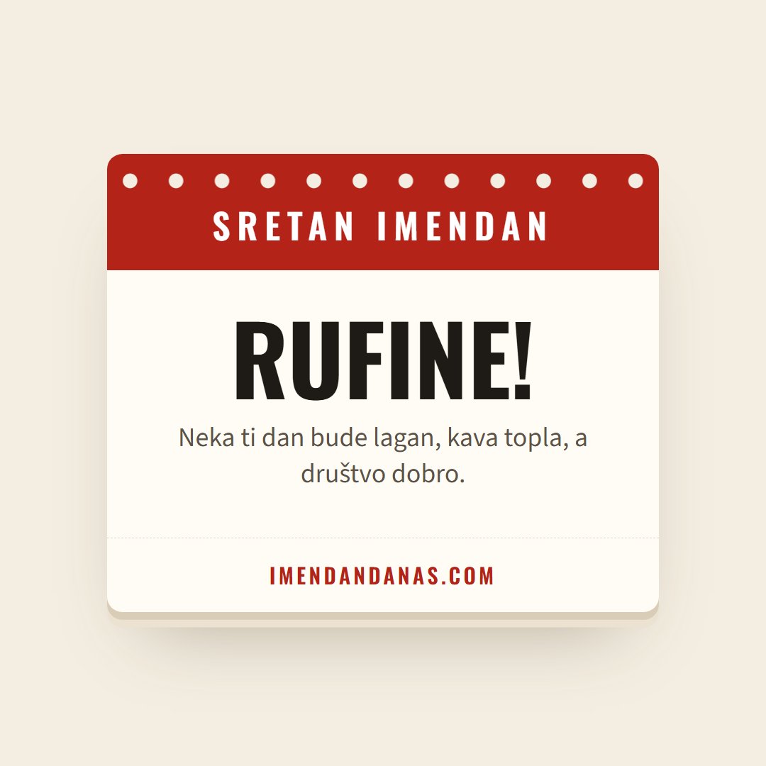 Čestitka: Sretan imendan, Rufine!