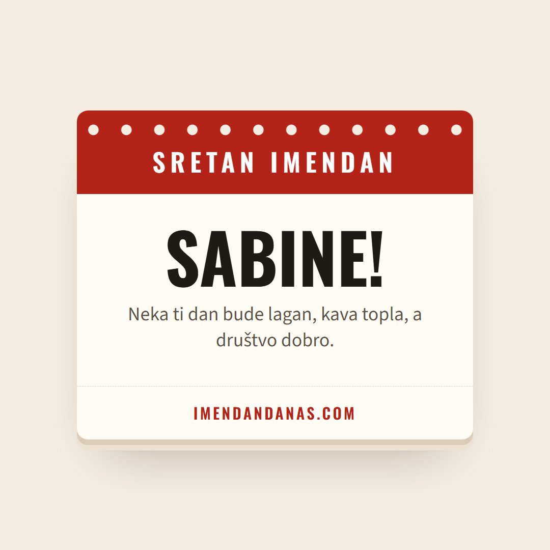 Čestitka: Sretan imendan, Sabine!