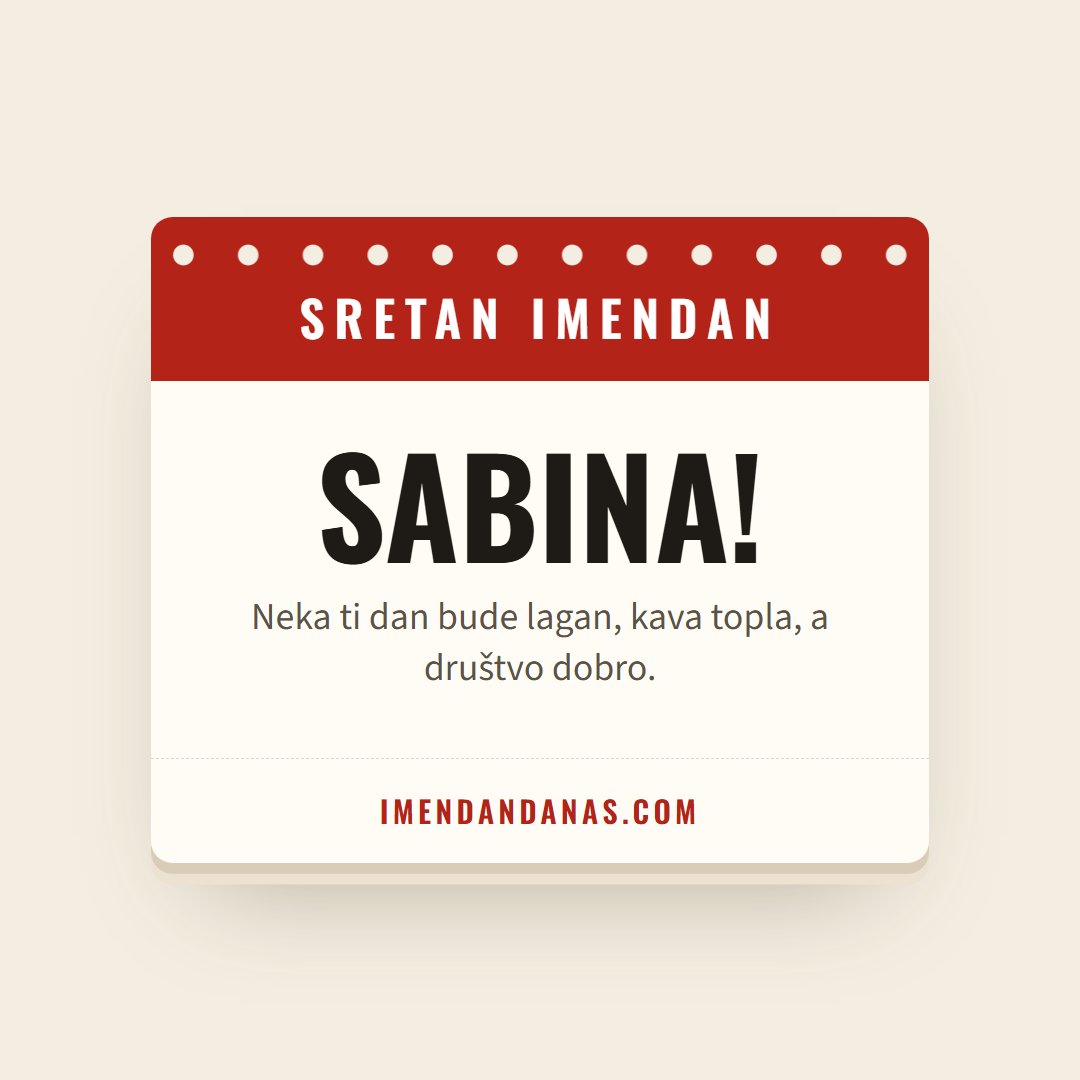 Čestitka: Sretan imendan, Sabina!