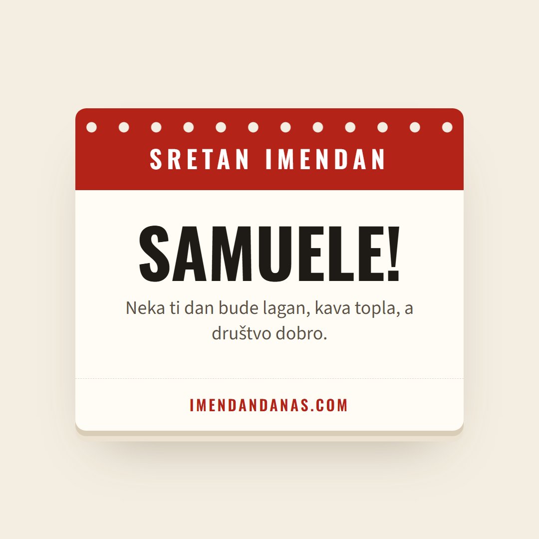 Čestitka: Sretan imendan, Samuele!