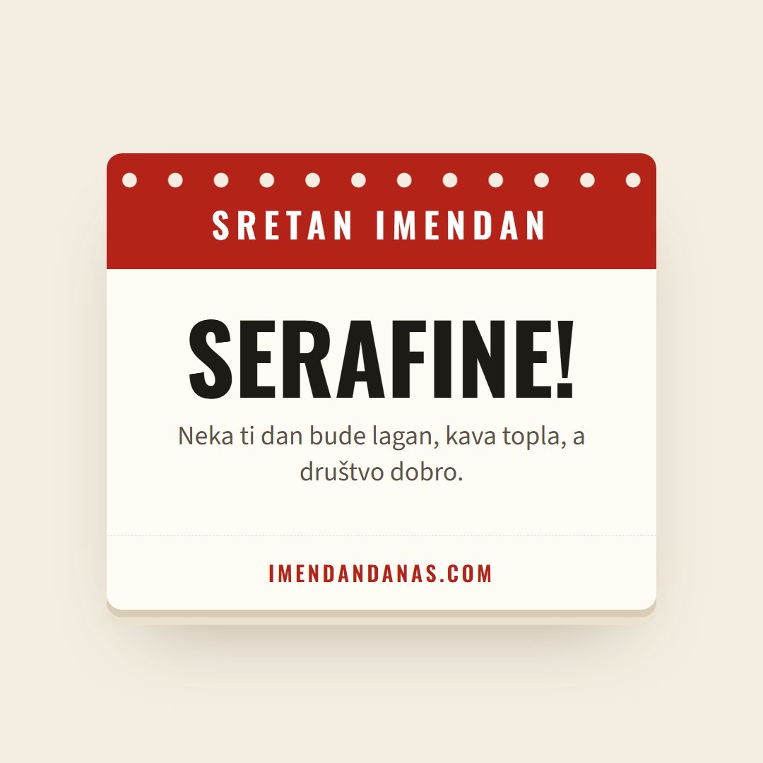 Čestitka: Sretan imendan, Serafine!