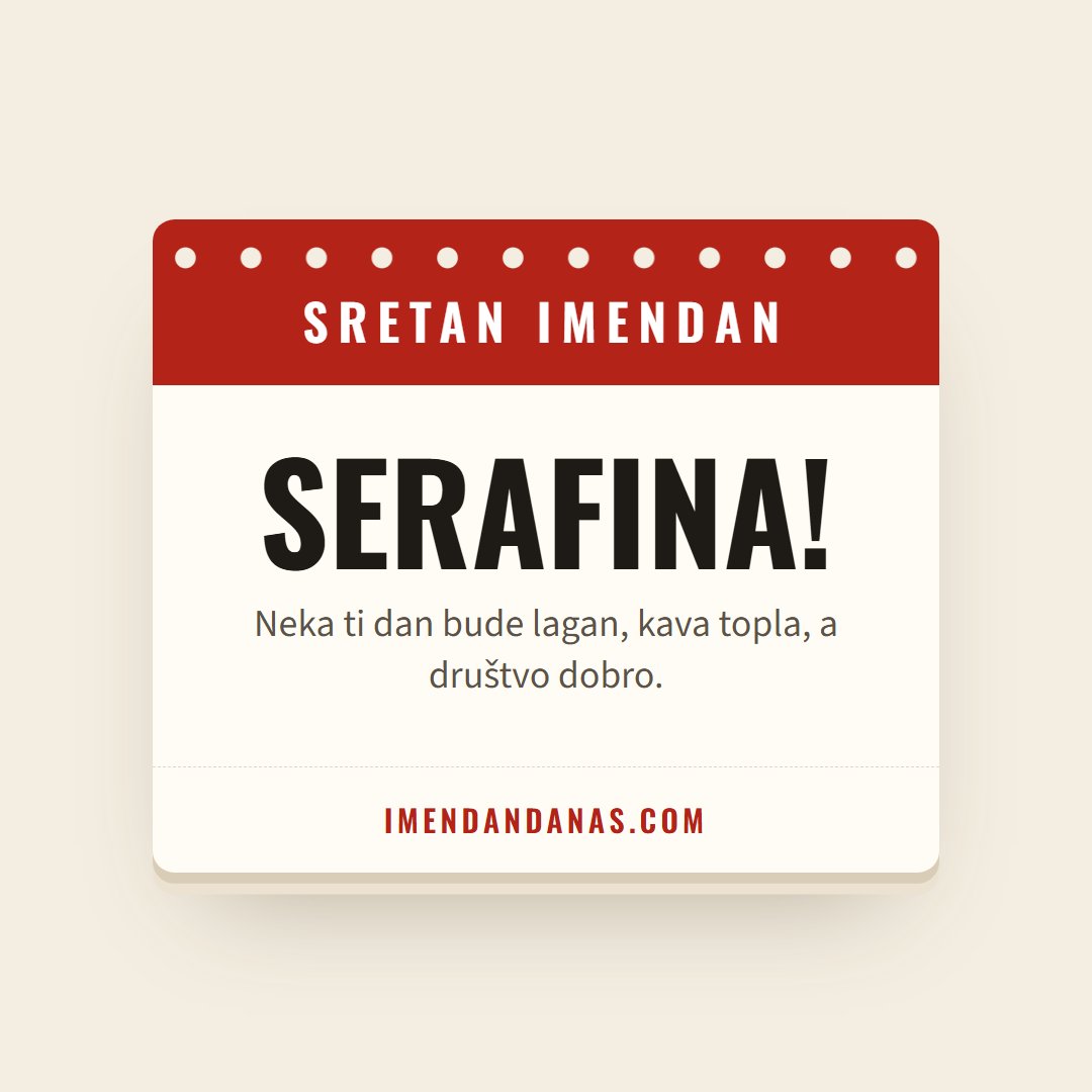 Čestitka: Sretan imendan, Serafina!