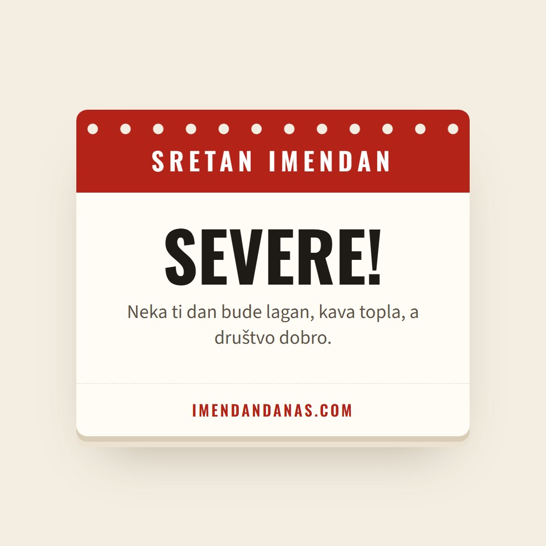 Čestitka: Sretan imendan, Severe!