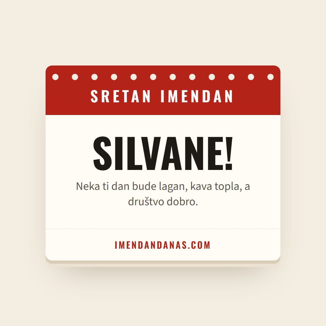 Čestitka: Sretan imendan, Silvane!