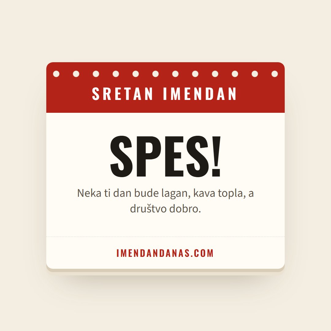 Čestitka: Sretan imendan, Spes!