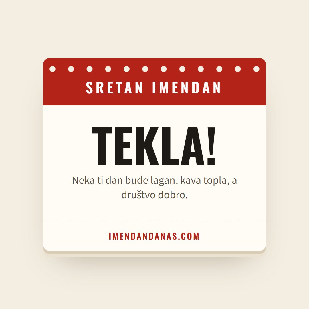 Čestitka: Sretan imendan, Tekla!