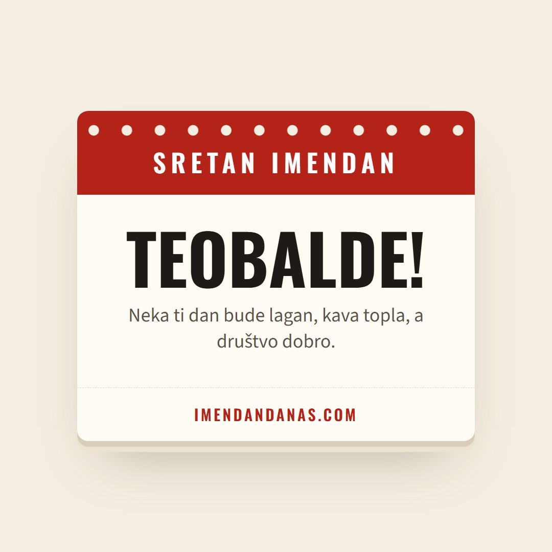 Čestitka: Sretan imendan, Teobalde!