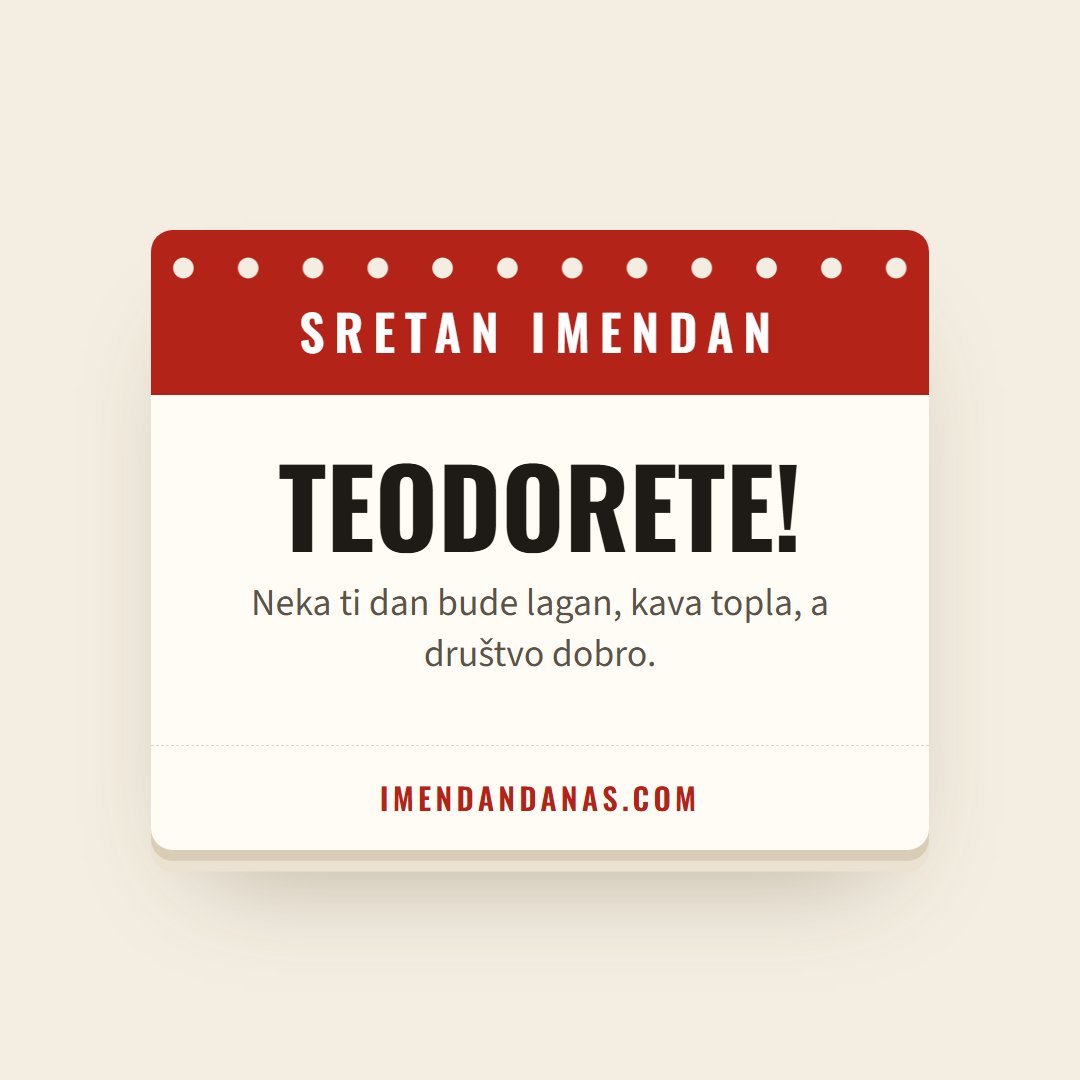 Čestitka: Sretan imendan, Teodorete!