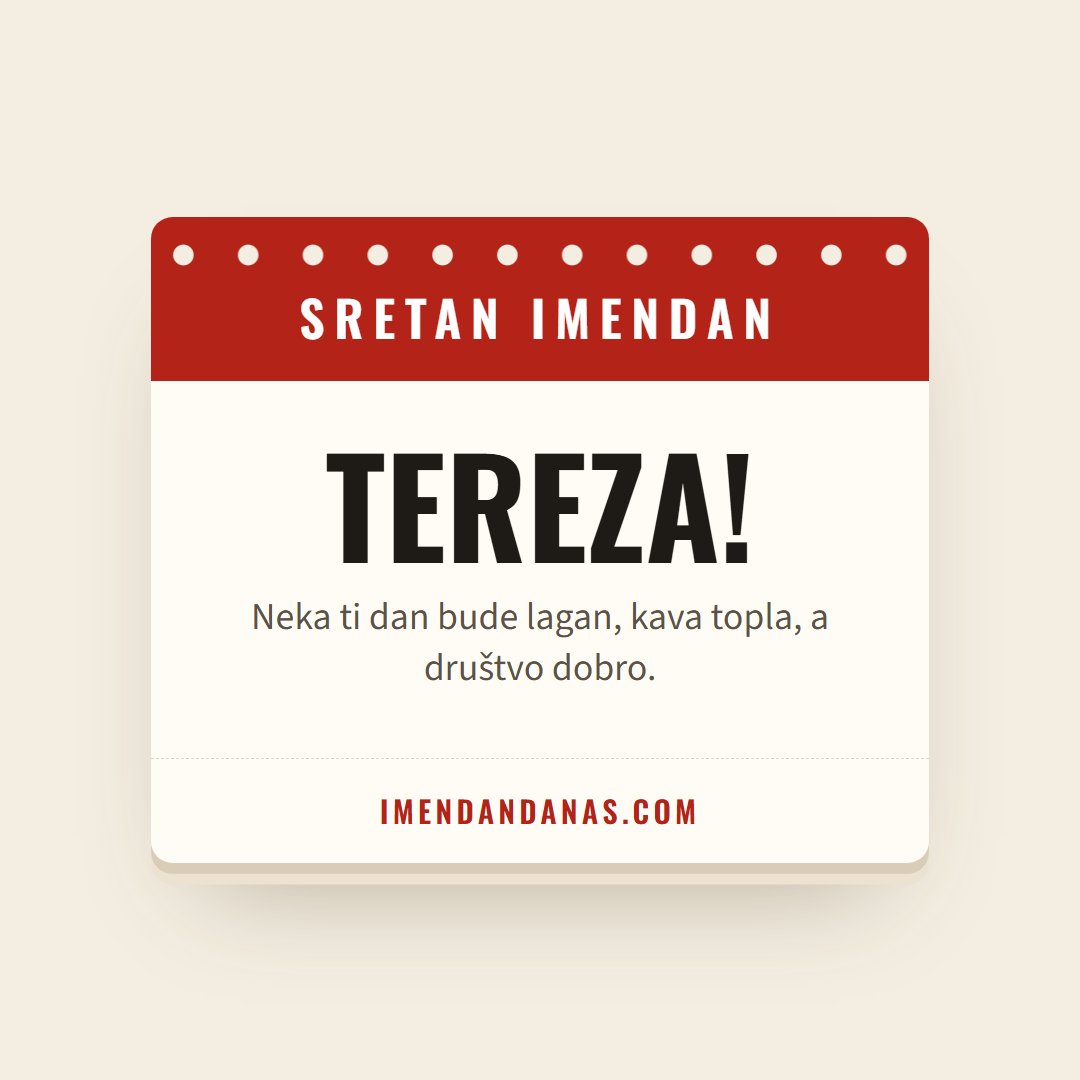 Čestitka: Sretan imendan, Tereza!