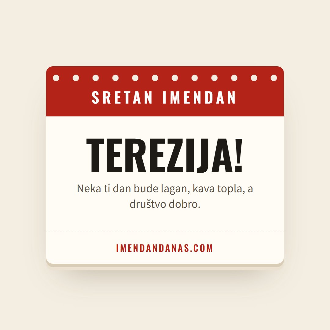 Čestitka: Sretan imendan, Terezija!