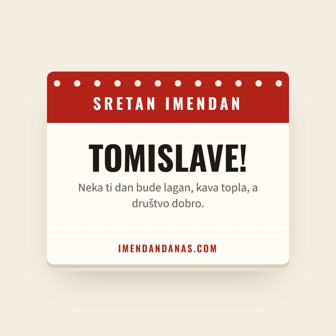 Čestitka: Sretan imendan, Tomislave!
