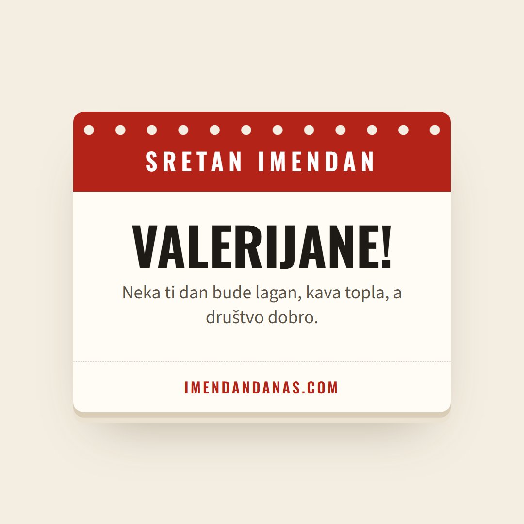 Čestitka: Sretan imendan, Valerijane!